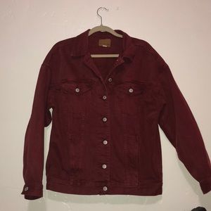 AEO burgundy jean jacket